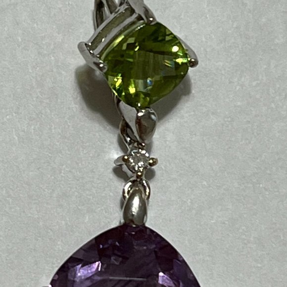 BEAUTIFUL 14K WHITE GOLD EARRINGS & PENDANT SET - Picture 7 of 9